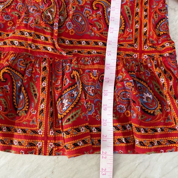 Madewell Crossover cotton blend Peplum Top In Fiesta Red Bandana Size S - Picture 7 of 7